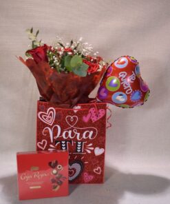 6 Rosas Rojas en Gift Bag (Para ti) San Valentín