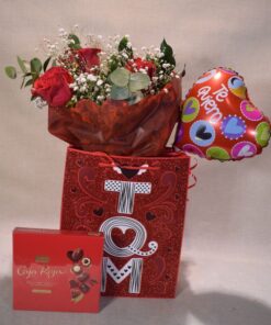 6 Rosas Rojas en Gift Bag TQM San Valentín