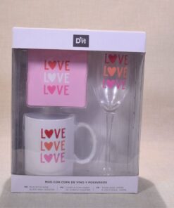 taza,copa y posavasos love