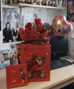 6 Rosas Rojas en Gift Bag (osito)