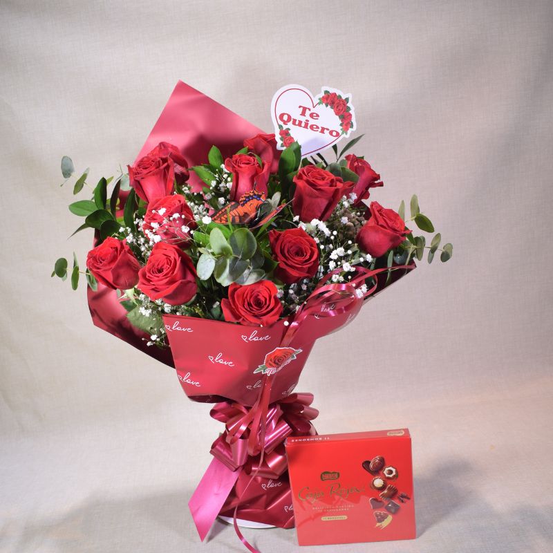 12 Rosas LOVE + bombones