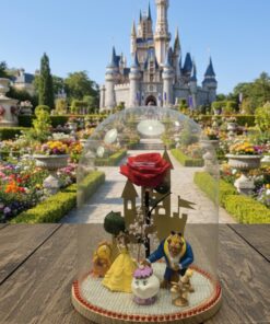 Rosa Eterna en cúpula de cristal con personajes